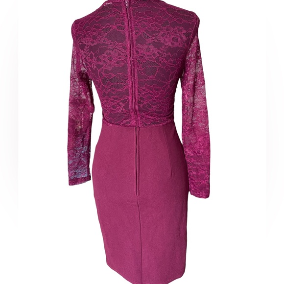 Vintage Charlotte Russe Amaranth Magenta Lace Pencil Dress - Picture 5 of 14